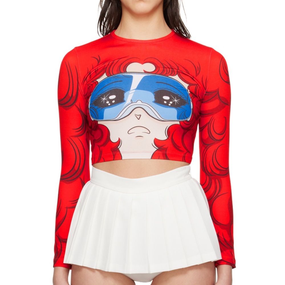 Pushbutton long sleeve crop top